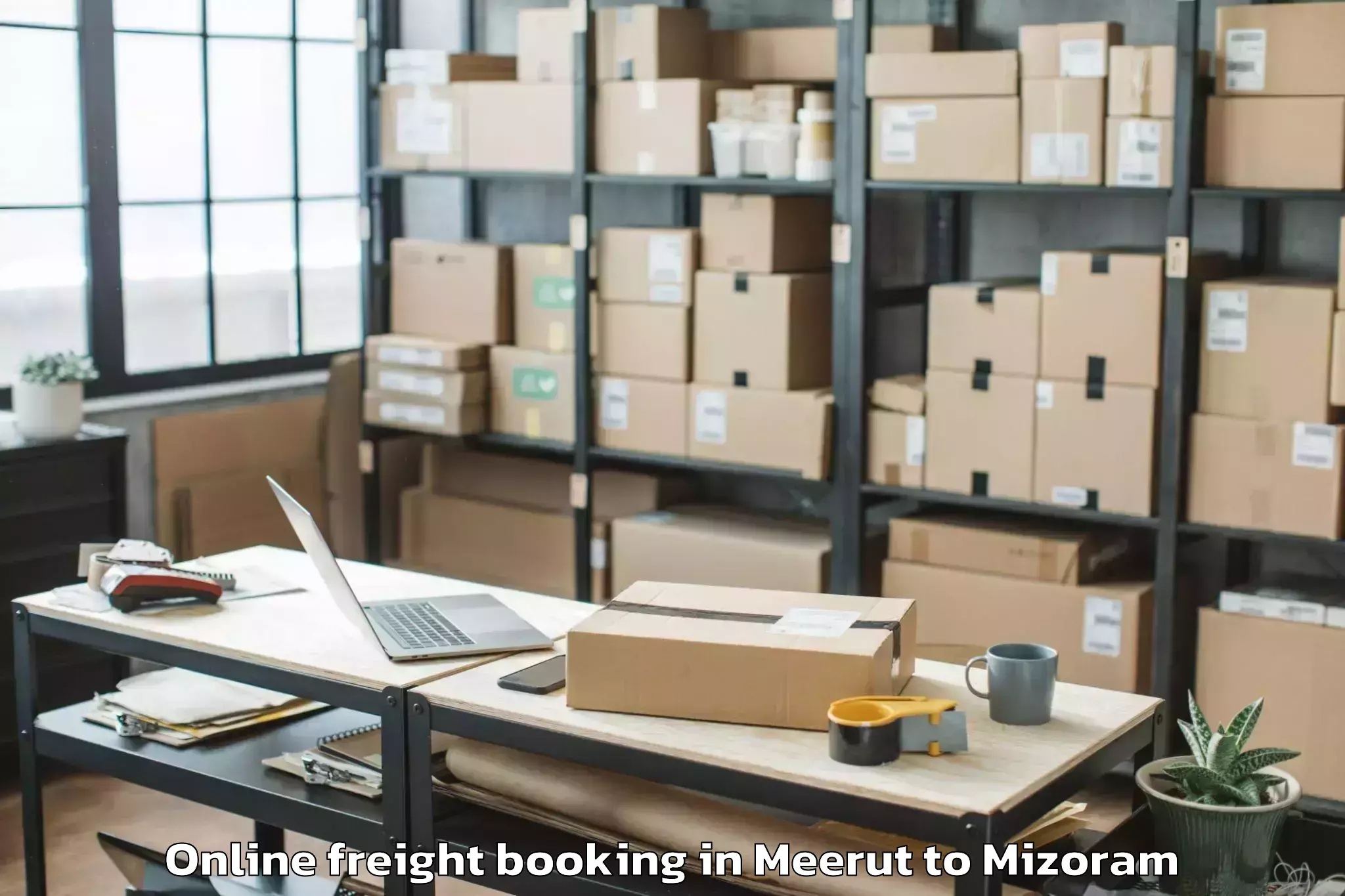 Leading Meerut to Hnahthial Online Freight Booking Provider